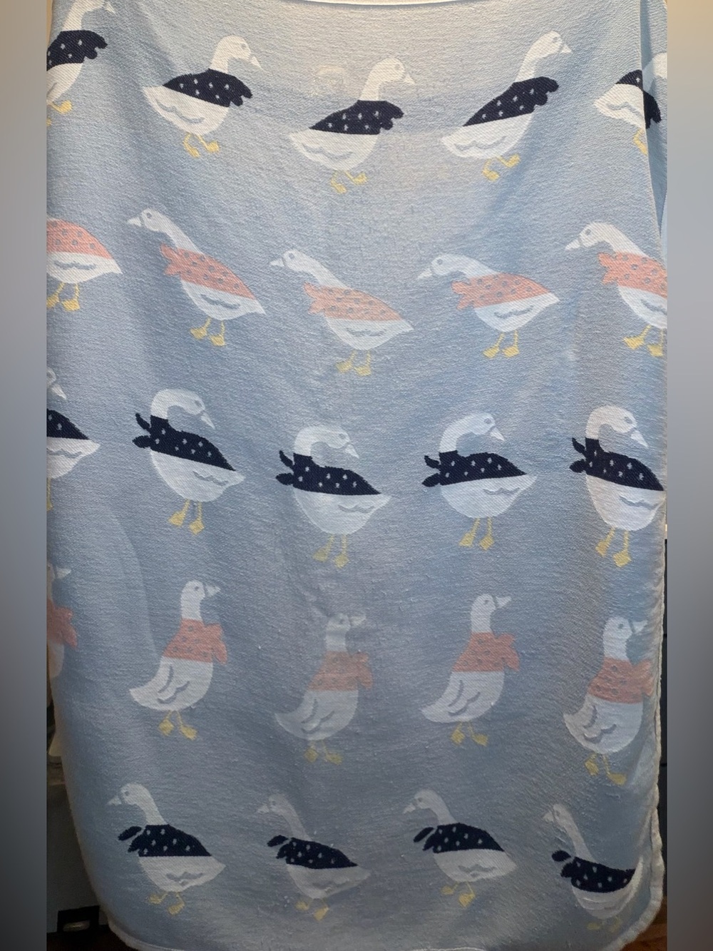 VINTAGE Goose Print Blanket - Light Blue